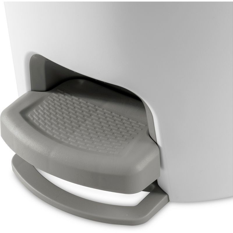 slide 8 of 11, 1.6gal Round Step Trash Can - Brightroom™: Compact Pedal-Operated Lid, Small Bathroom Bin, Textured White Finish, 1.6 gal