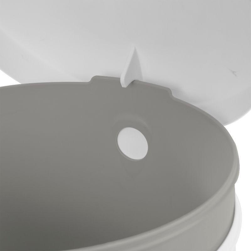 slide 10 of 11, 1.6gal Round Step Trash Can - Brightroom™: Compact Pedal-Operated Lid, Small Bathroom Bin, Textured White Finish, 1.6 gal