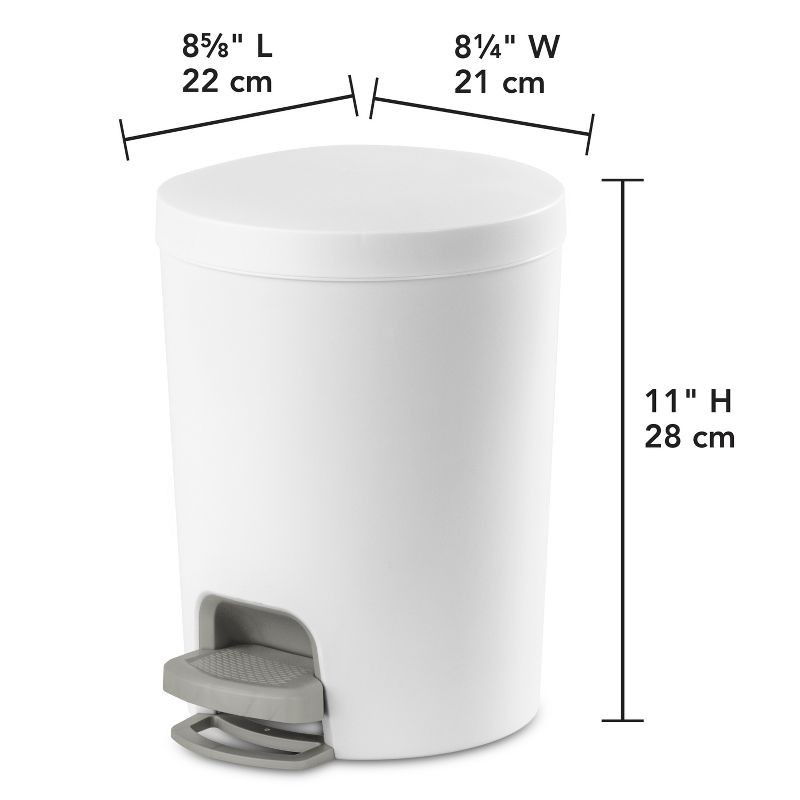 slide 11 of 11, 1.6gal Round Step Trash Can - Brightroom™: Compact Pedal-Operated Lid, Small Bathroom Bin, Textured White Finish, 1.6 gal