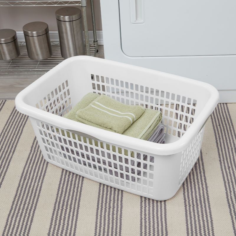 slide 2 of 8, 2bu Laundry Basket White - Brightroom™: Portable Plastic Clothes Organizer with Built-In Handles, 70.4L Capacity, 70.4 liter