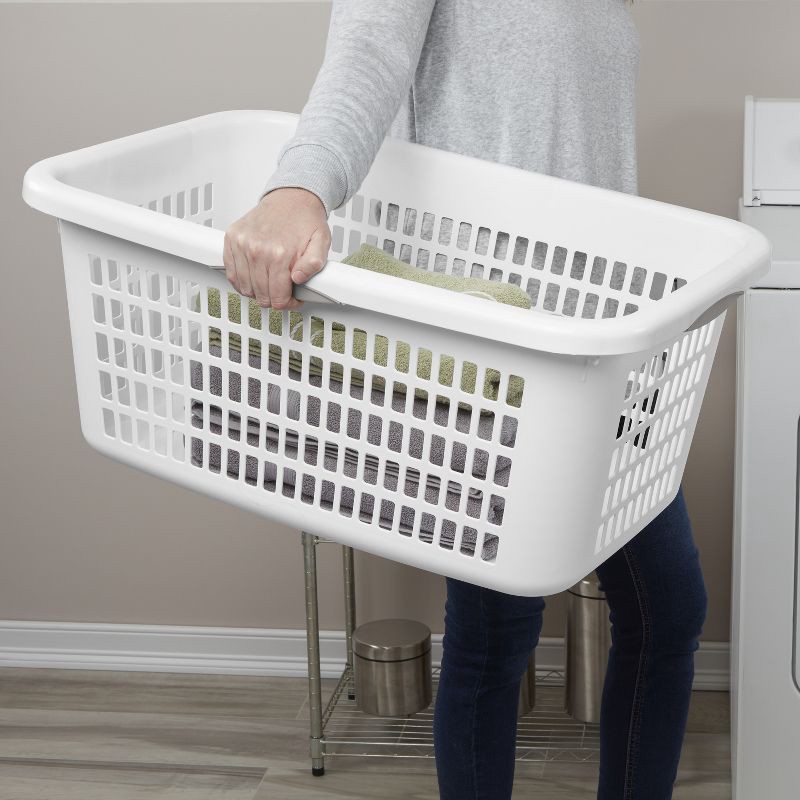 slide 5 of 8, 2bu Laundry Basket White - Brightroom™: Portable Plastic Clothes Organizer with Built-In Handles, 70.4L Capacity, 70.4 liter