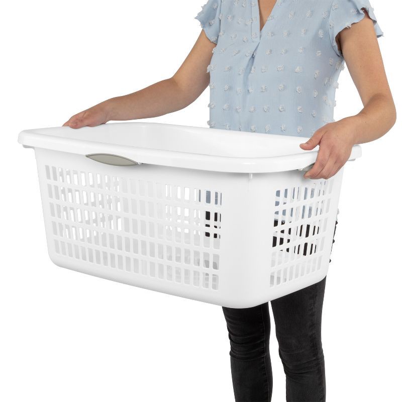 slide 6 of 7, 2bu Laundry Basket White - Brightroom™: Portable Plastic Clothes Organizer with Built-In Handles, 70.4L Capacity, 70.4 liter