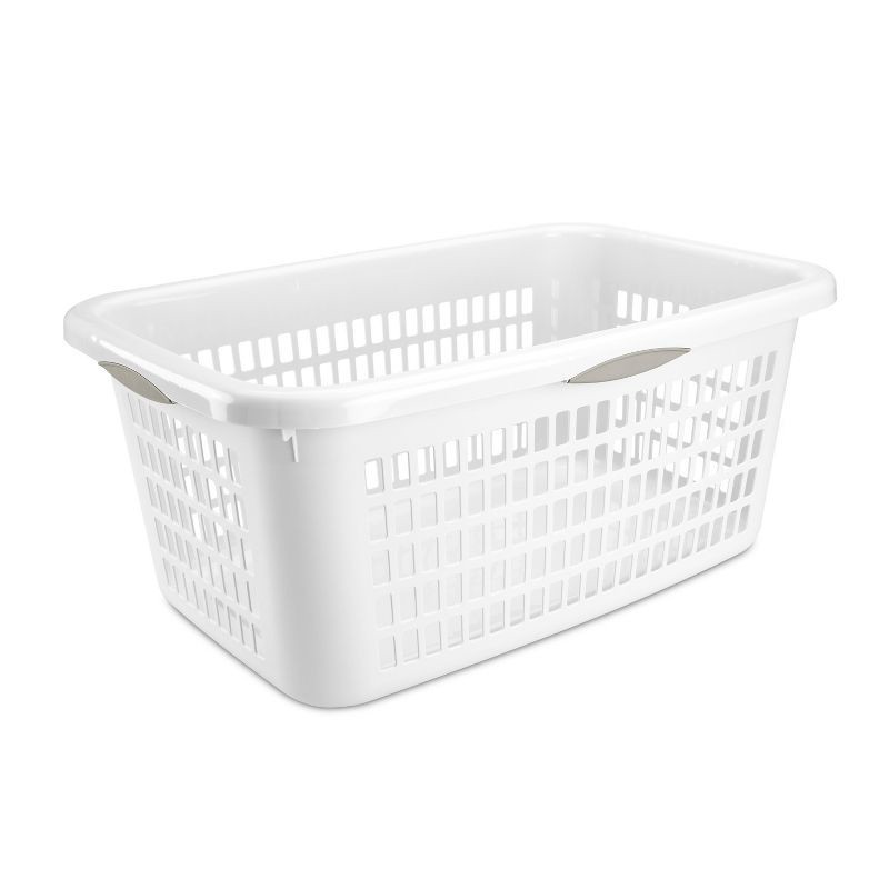 slide 1 of 7, 2bu Laundry Basket White - Brightroom™: Portable Plastic Clothes Organizer with Built-In Handles, 70.4L Capacity, 70.4 liter