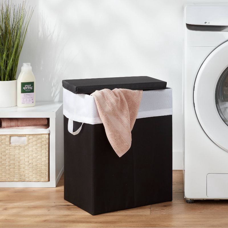 slide 2 of 3, Laundry Hamper with Lift Liner and Lid Black - Brightroom™, 1 ct