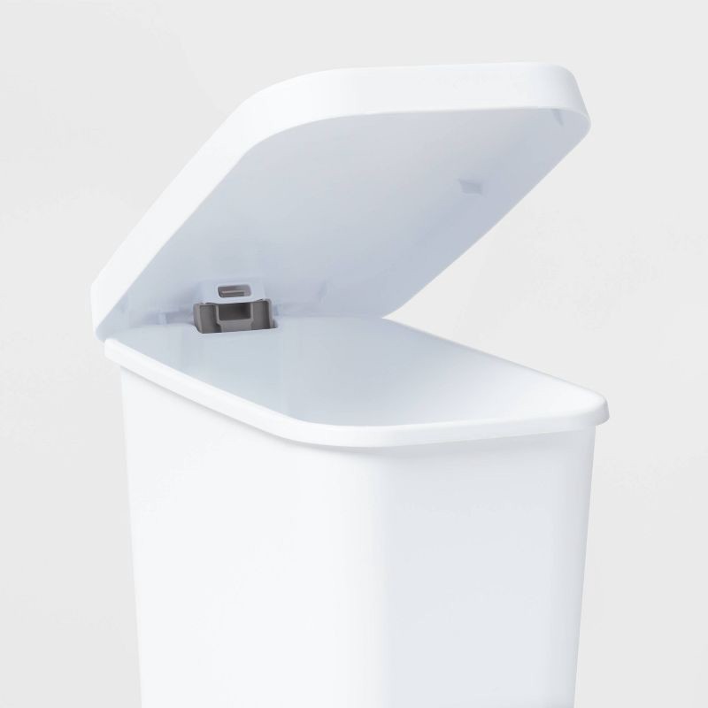 slide 3 of 7, 11gal Slim Step Trash Can - Brightroom™: White Pedal-Operated Lid, Textured Indoor Kitchen Trashcan, 11 Gallon Capacity, 11 gal, 11 gal