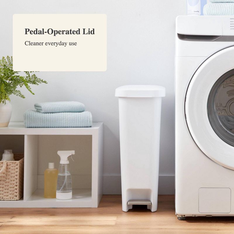 slide 4 of 8, 11gal Slim Step Trash Can - Brightroom™: White Pedal-Operated Lid, Textured Indoor Kitchen Trashcan, 11 Gallon Capacity, 11 gal, 11 gal
