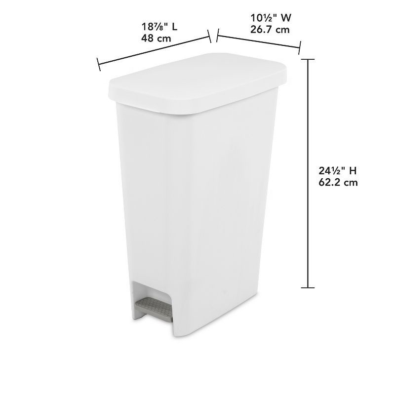 slide 7 of 7, 11gal Slim Step Trash Can - Brightroom™: White Pedal-Operated Lid, Textured Indoor Kitchen Trashcan, 11 Gallon Capacity, 11 gal, 11 gal