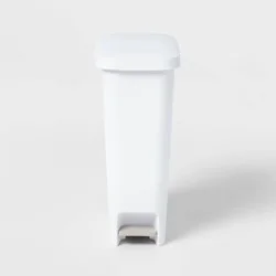 11gal Slim Step Trash Can - Brightroom™: White Pedal-Operated Lid, Textured Indoor Kitchen Trashcan, 11 Gallon Capacity