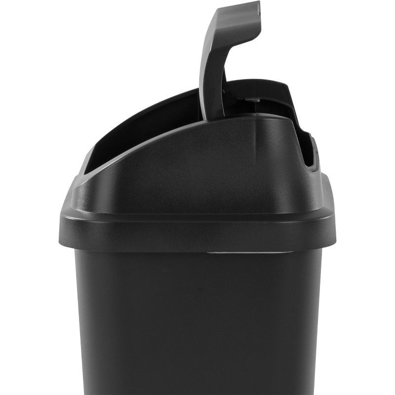 slide 4 of 7, 7.8gal Swing Top Waste Can Black - Brightroom™: Indoor Trash Bin with Lid, Textured Plastic, 21.375" Height, 7.8 gal