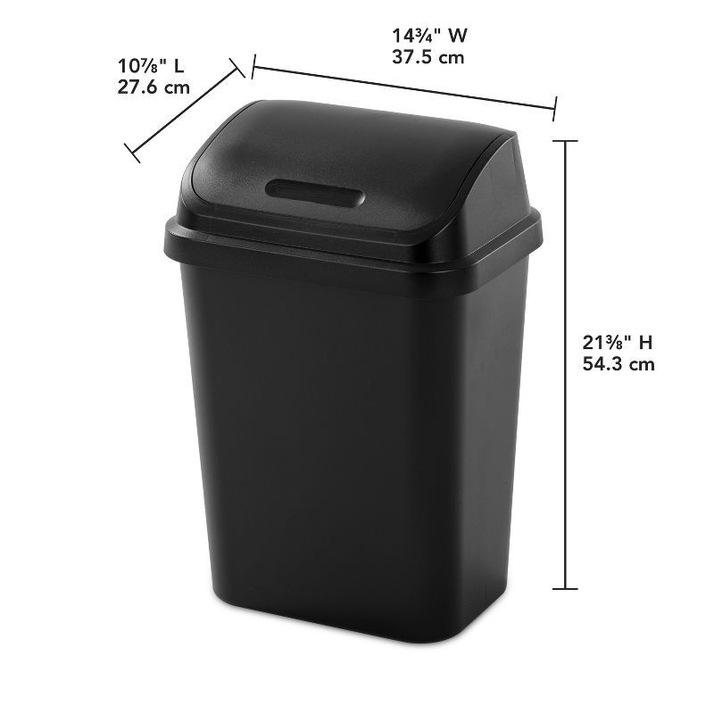 slide 8 of 8, 7.8gal Swing Top Waste Can Black - Brightroom™: Indoor Trash Bin with Lid, Textured Plastic, 21.375" Height, 7.8 gal