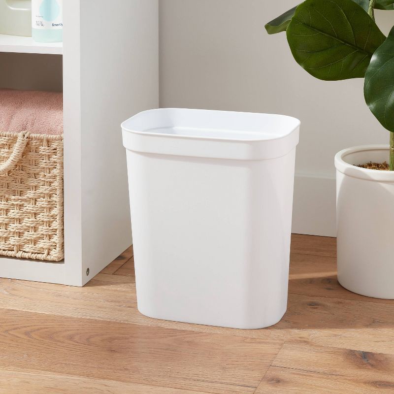 slide 2 of 3, 2.5gal Waste Basket White - Brightroom™: Compact Plastic Trash Can for Bathroom or Kitchen, 2.5 gal