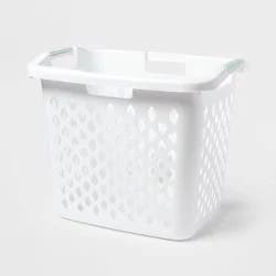 2.1bu Lamper White - Brightroom™: Plastic Clothes Hamper with Built-In Handles, Open-Top, 19.55 Volume Capacity