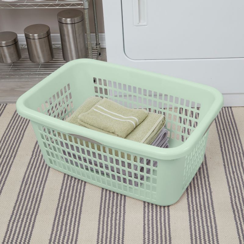 slide 2 of 5, 2bu Laundry Basket Green - Brightroom™: Portable Plastic Clothes Organizer with Built-In Handles, 70.4L Capacity, 70.4 liter