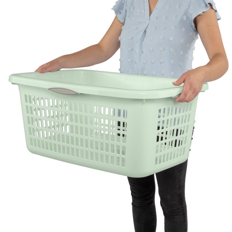 slide 4 of 5, 2bu Laundry Basket Green - Brightroom™: Portable Plastic Clothes Organizer with Built-In Handles, 70.4L Capacity, 70.4 liter