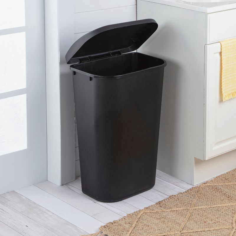 slide 2 of 7, 11.3gal Lift Top Waste Basket Black - Brightroom™: Kitchen Trash Can, Fingerprint-Resistant, Indoor Trash Bin, 11.3 gal