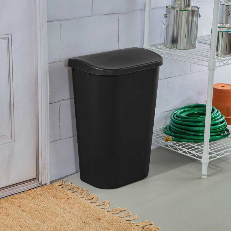 slide 3 of 7, 11.3gal Lift Top Waste Basket Black - Brightroom™: Kitchen Trash Can, Fingerprint-Resistant, Indoor Trash Bin, 11.3 gal