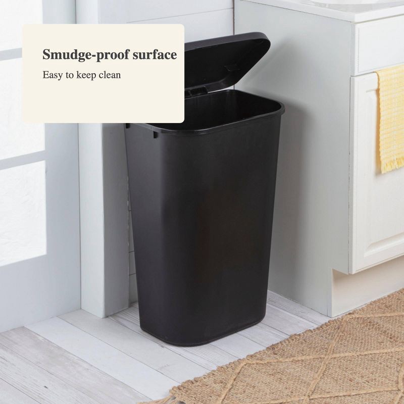 slide 4 of 7, 11.3gal Lift Top Waste Basket Black - Brightroom™: Kitchen Trash Can, Fingerprint-Resistant, Indoor Trash Bin, 11.3 gal