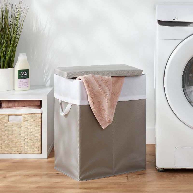 slide 2 of 3, Laundry Hamper with Lift Liner and Lid Gray - Brightroom™, 1 ct