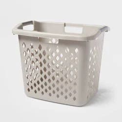 2.1bu Lamper Gray - Brightroom™: Plastic Clothes Hamper with Built-In Handles, Open-Top, 1 Compartment, 19.55 Capacity