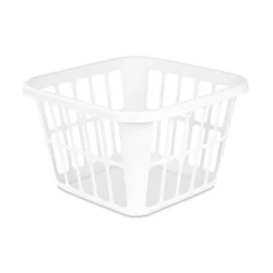 1.25bu Laundry Basket White - Brightroom™: Plastic Clothes Hamper with Built-In Handles, Medium Size, Portable Storage