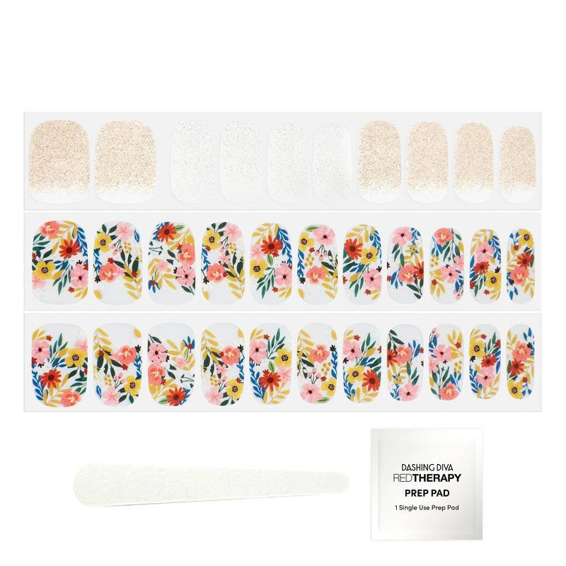 slide 4 of 4, Dashing Diva Gloss Gel Nail Art Strip - Wallflower Frenzy - 32ct, 32 ct