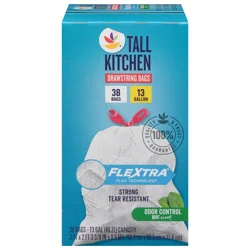 Giant Flextra Odor Control Mint Tall Kitchen Drawstring Bags 13 Gal