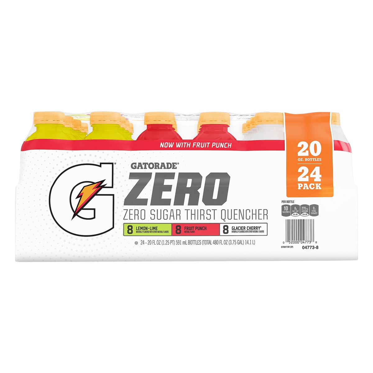 slide 1 of 2, Gatorade Zero 24 Pack Zero Sugar Lemon-Lime/Fruit Punch/Glacier Cherry Thirst Quencher 24 ea, 24 ct