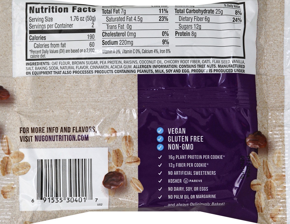 slide 4 of 6, NuGo Oatmeal Raisin Protein Cookie, 3.5 oz