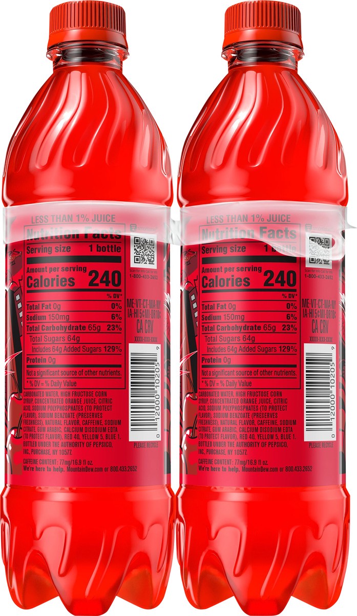 slide 3 of 8, Mountain Dew Code Red Soda DEW With A Rush Of Cherry 16.9 Fl Oz, 6 Count Bottles, 6 ct