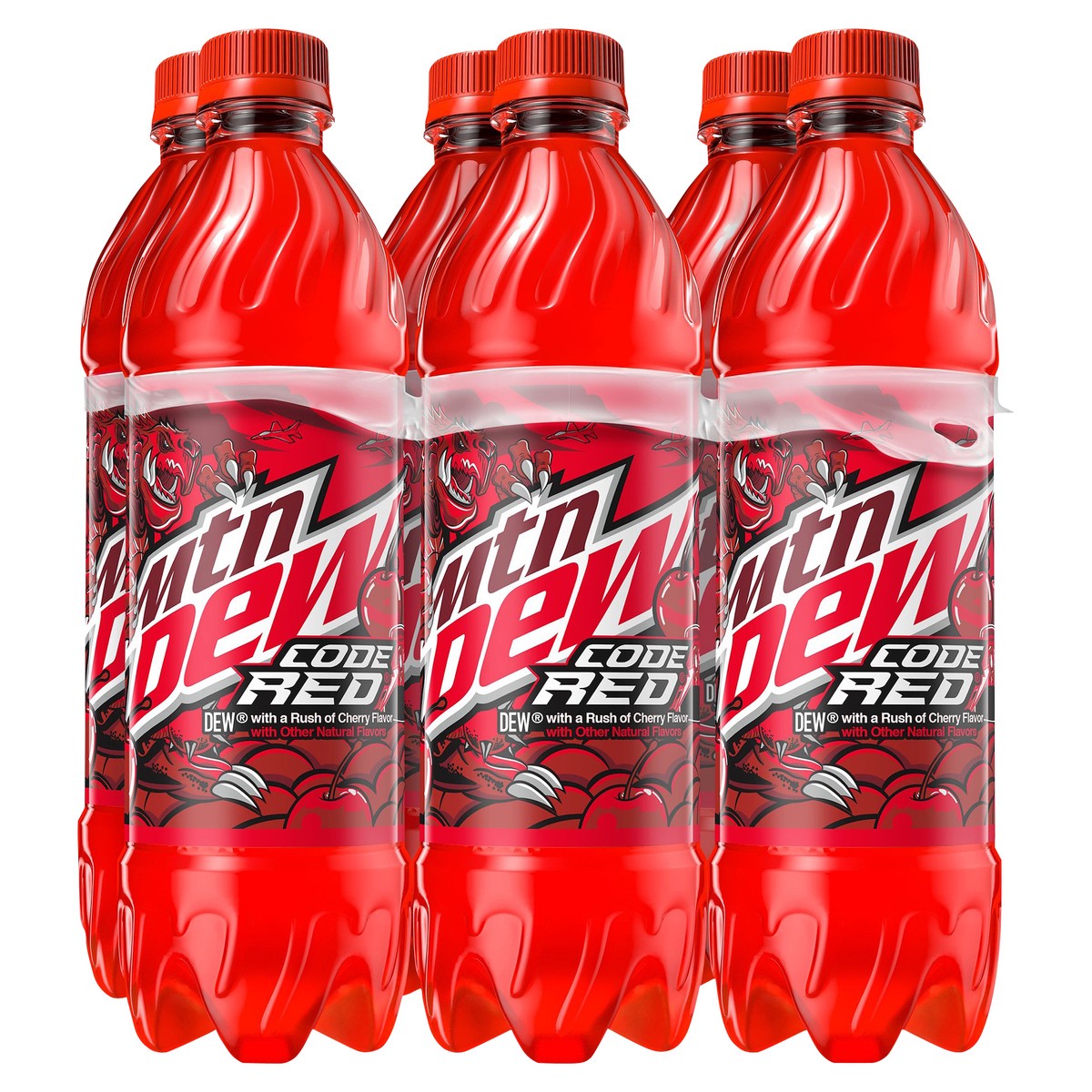 slide 5 of 8, Mountain Dew Code Red Soda DEW With A Rush Of Cherry 16.9 Fl Oz, 6 Count Bottles, 6 ct