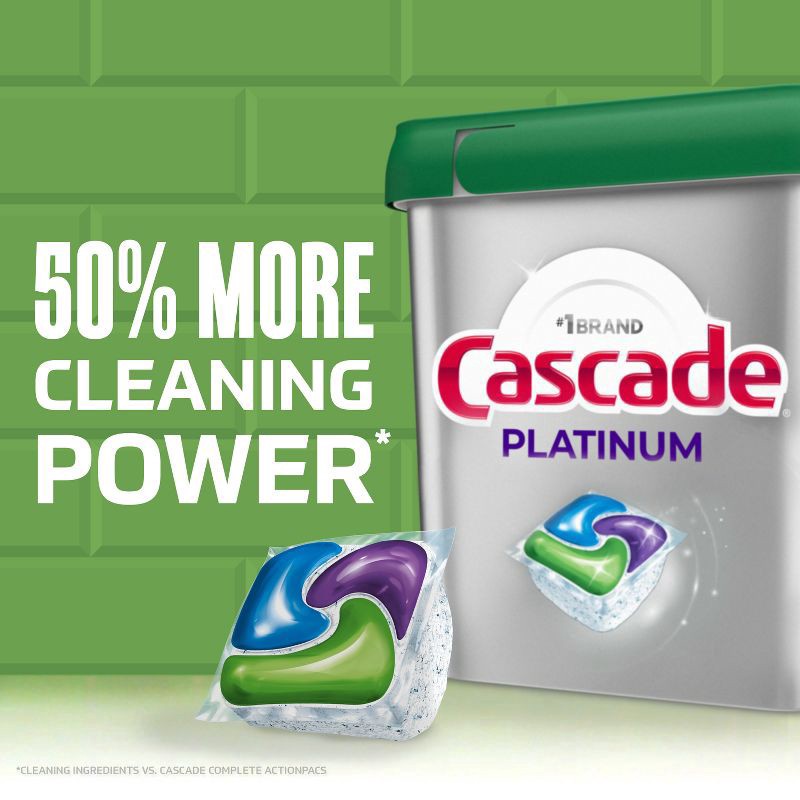 slide 9 of 9, Cascade Platinum Dishwasher Pods, Dishwasher Detergent, Dish Detergent Soap, Fresh, 40 Count, 40 ct