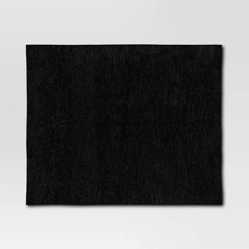 slide 3 of 5, Shiny Chenille Throw Blanket Black - Threshold™: Sensory Friendly, Machine Washable, 50x60" Polyester, 1 ct