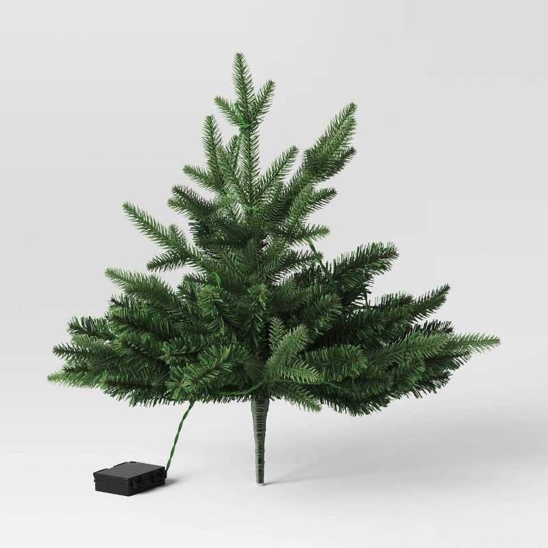 slide 4 of 5, 20" Pre-lit LED Battery Operated Mixed Pine Mini Christmas Artificial Pot Filler Warm White Lights - Wondershop™: Indoor/Outdoor, 1 ct