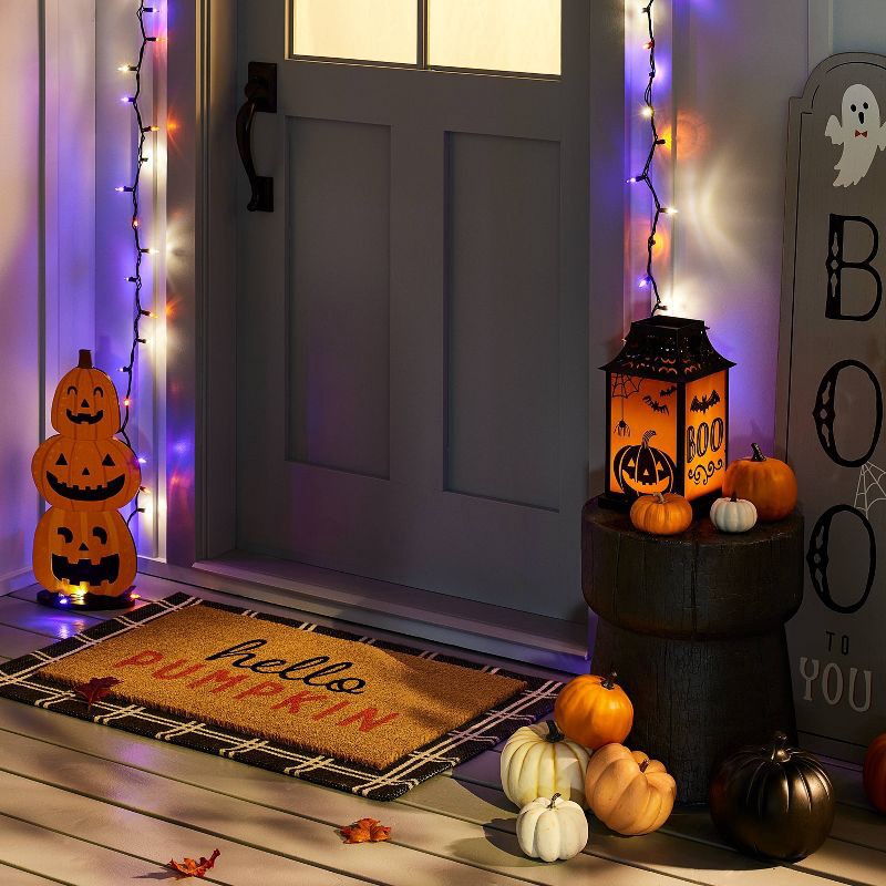 slide 2 of 3, Triple Stacked Pumpkin Wood Halloween Sign - Hyde & EEK! Boutique, 1 ct