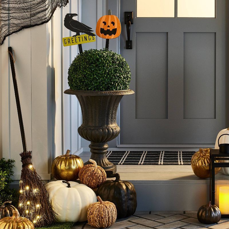 slide 3 of 3, Wood Pumpkin Halloween Decorative Yard Stake - Hyde & EEK! Boutique, 1 ct