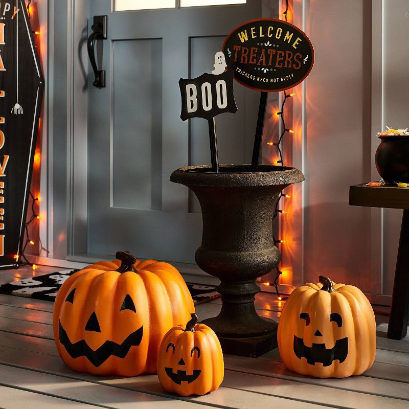 slide 3 of 3, Wood 'Welcome Treaters' Halloween Decorative Yard Stake - Hyde & EEK! Boutique, 1 ct
