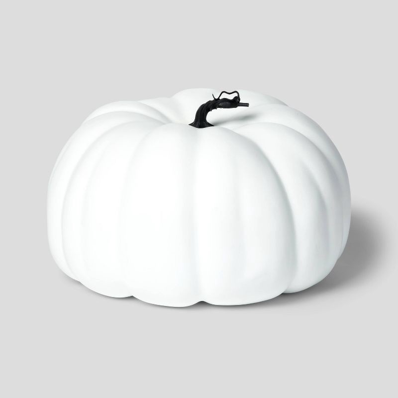 slide 1 of 3, 14" Painted Pumpkin Warm White Halloween Decorative Sculpture - Hyde & EEK! Boutique, 1 ct