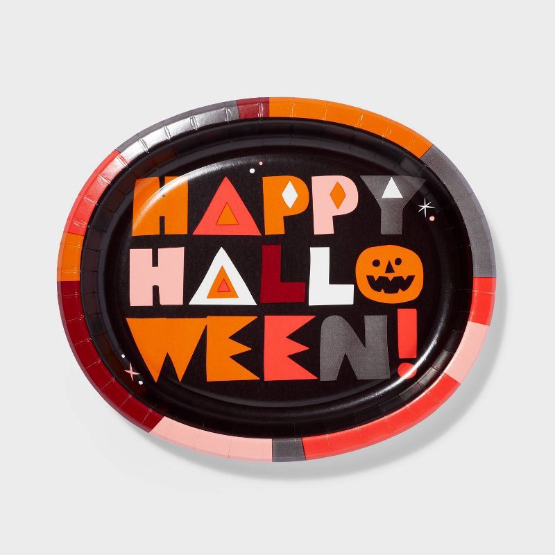 slide 1 of 3, 10ct Disposable Happy Halloween Oval Dinner Plates - Hyde & EEK! Boutique, 10 ct