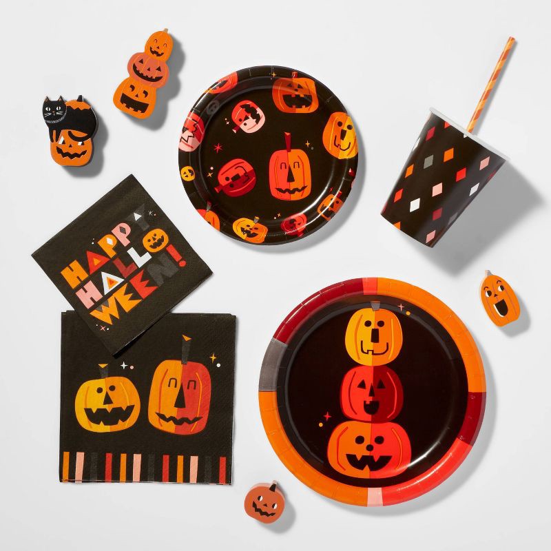 slide 2 of 3, 20ct Disposable Pumpkin Pattern Halloween Dinner Plates - Hyde & EEK! Boutique, 20 ct