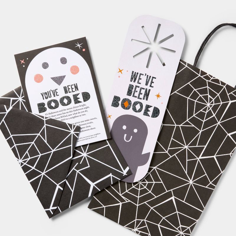 slide 3 of 3, BOOing Ghost Halloween Stationery Set with Gift Bag Black/White - Hyde & EEK! Boutique, 1 ct