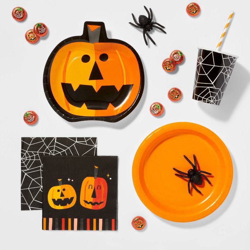 slide 2 of 3, 30ct Disposable Solid Orange Halloween Dinner Plates - Hyde & EEK! Boutique, 30 ct