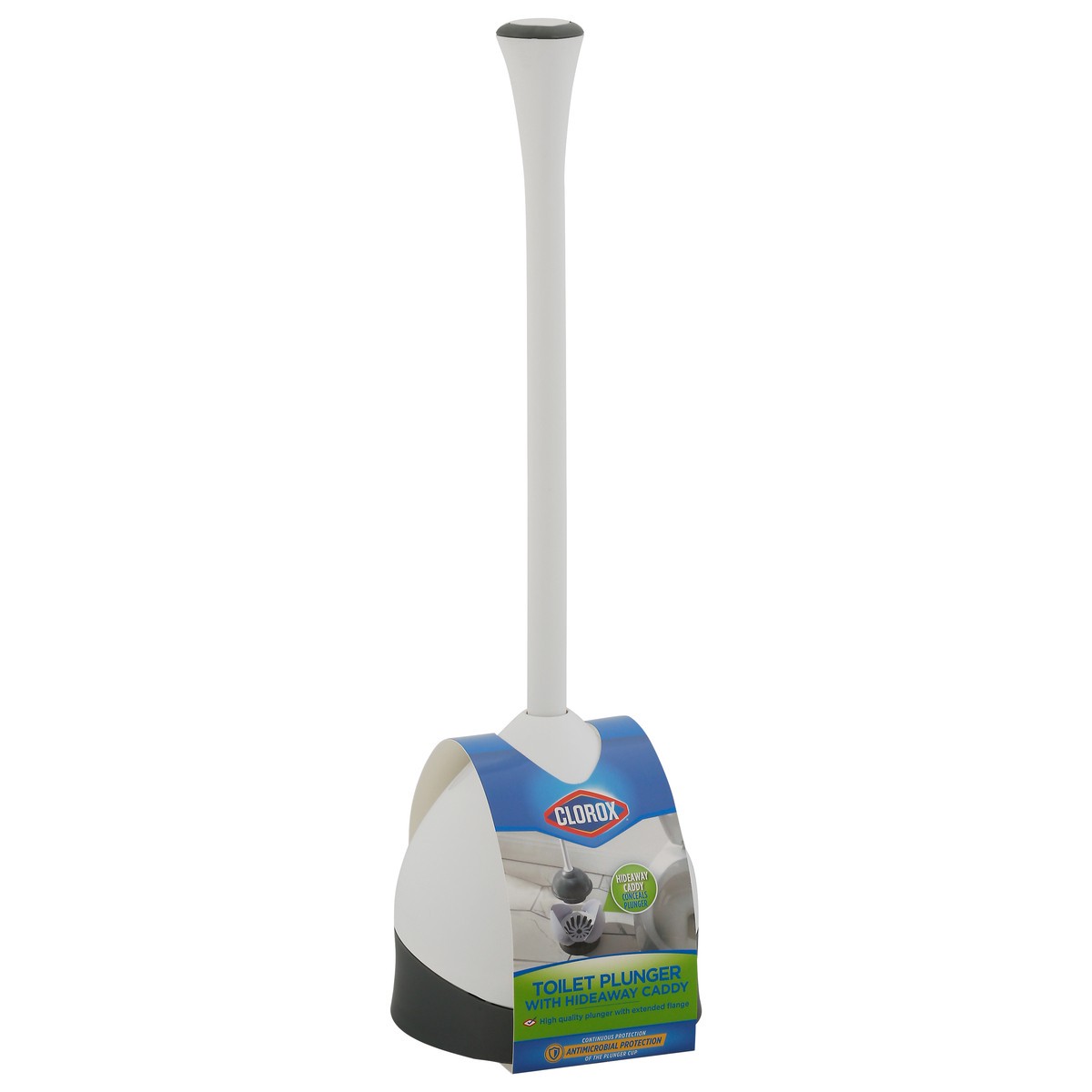 slide 2 of 9, Clorox Toilet Plunger With Hide-Away Caddy, 2 ct