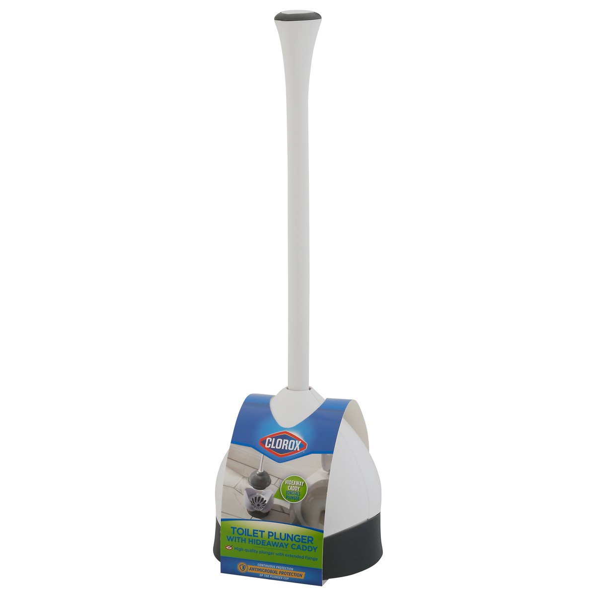 slide 3 of 9, Clorox Toilet Plunger With Hide-Away Caddy, 2 ct