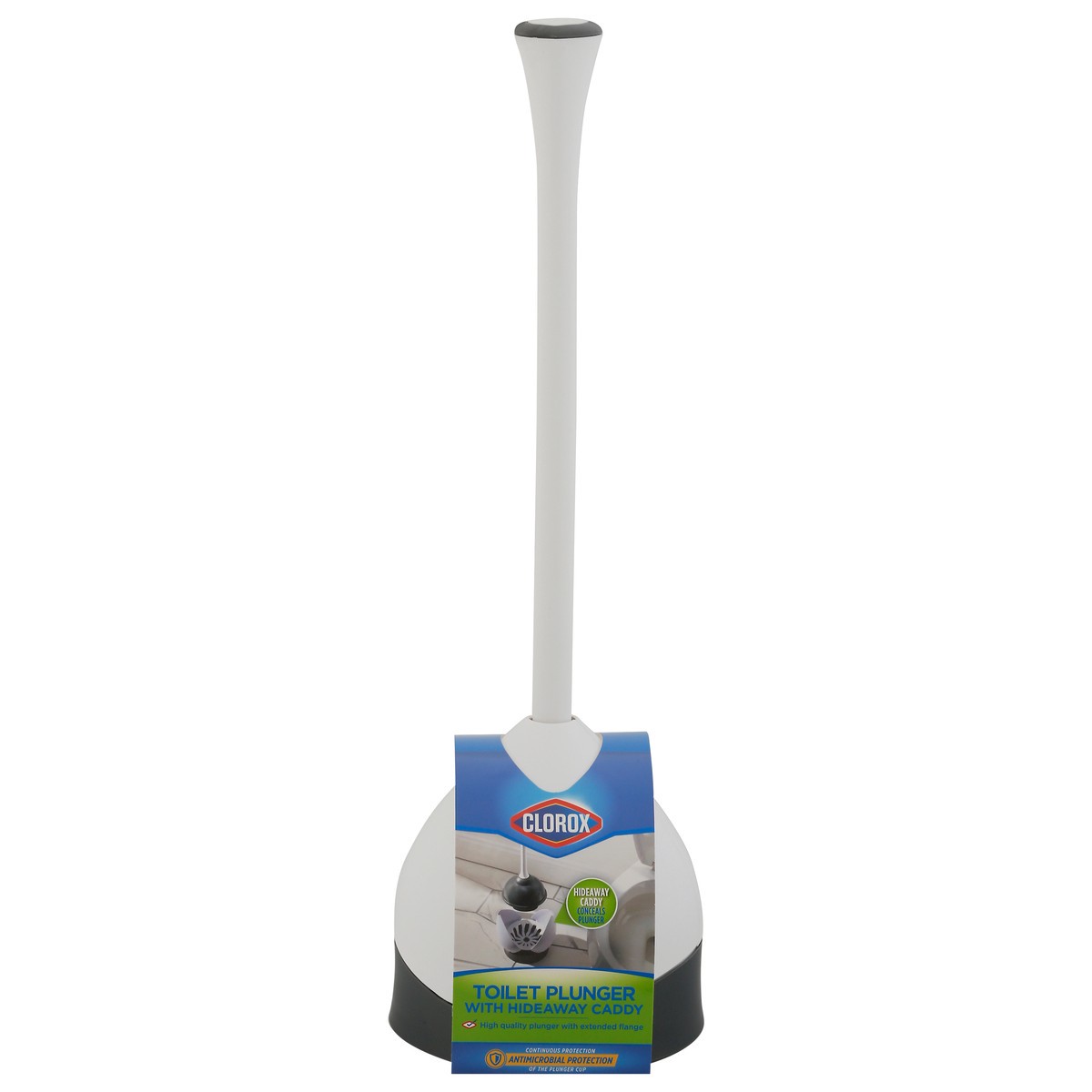 slide 1 of 9, Clorox Toilet Plunger with Hideaway Caddy 1 ea, 1 ct