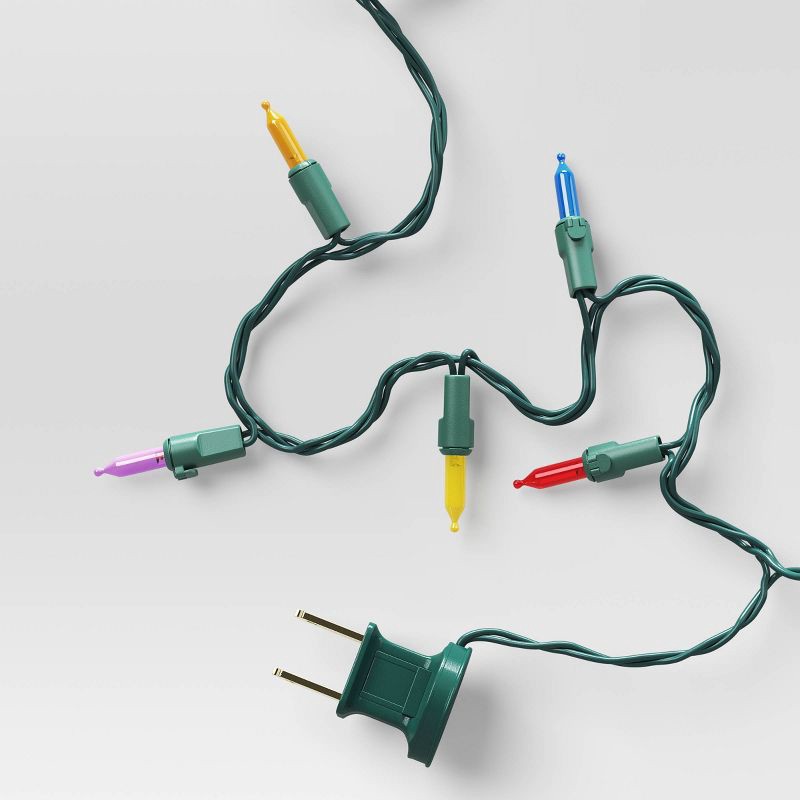 slide 4 of 4, 100ct LED Indoor Outdoor Smooth Mini Christmas String Lights Multicolor with Green Wire - Wondershop™: UL Listed, Electric Powered, 100 ct