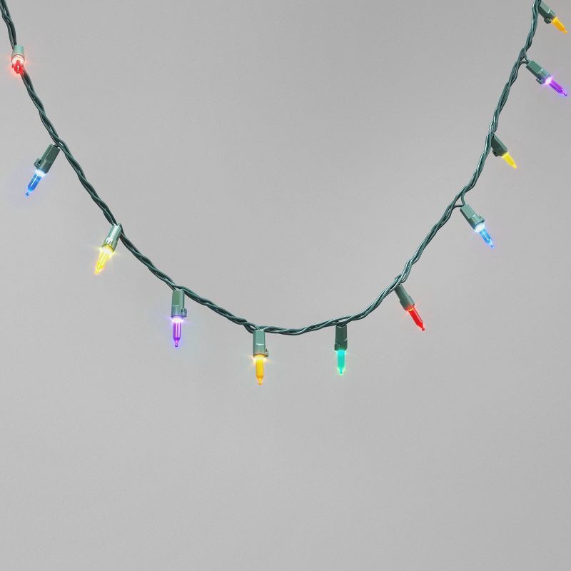 slide 1 of 4, 100ct LED Indoor Outdoor Smooth Mini Christmas String Lights Multicolor with Green Wire - Wondershop™: UL Listed, Electric Powered, 100 ct