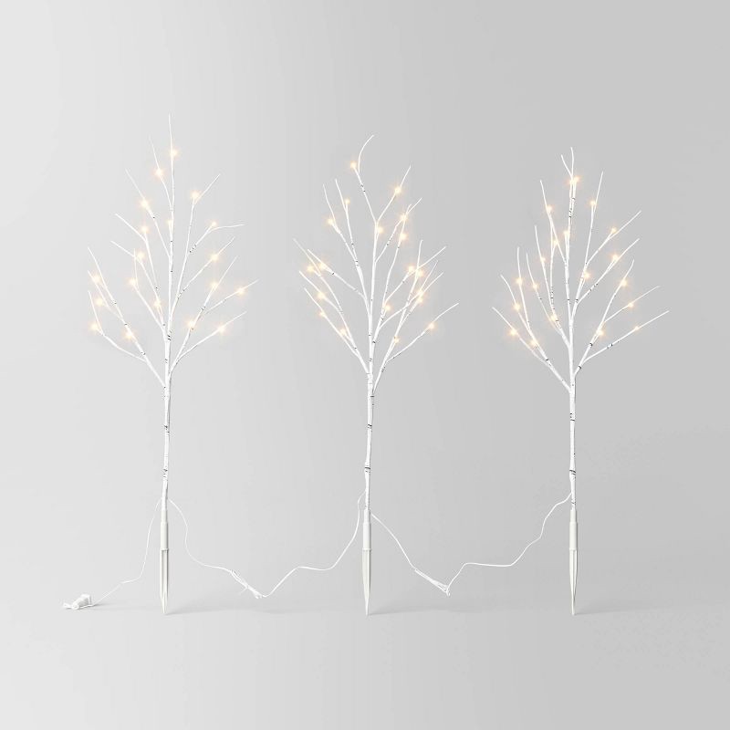slide 1 of 5, 3pc 60ct 30" H Christmas LED Faux Birch Artificial Twig Stake Lights with Warm White LED's - Wondershop™, 3 ct, 60 ct