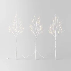 3pc 60ct 30" H Christmas LED Faux Birch Artificial Twig Stake Lights with Warm White LED's - Wondershop™