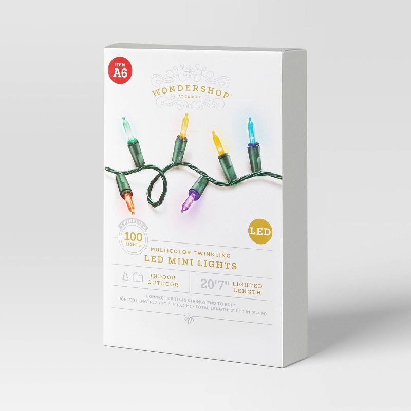 slide 4 of 5, 100ct LED Smooth Mini Christmas String Lights with Twinkle - Wondershop™, 100 ct