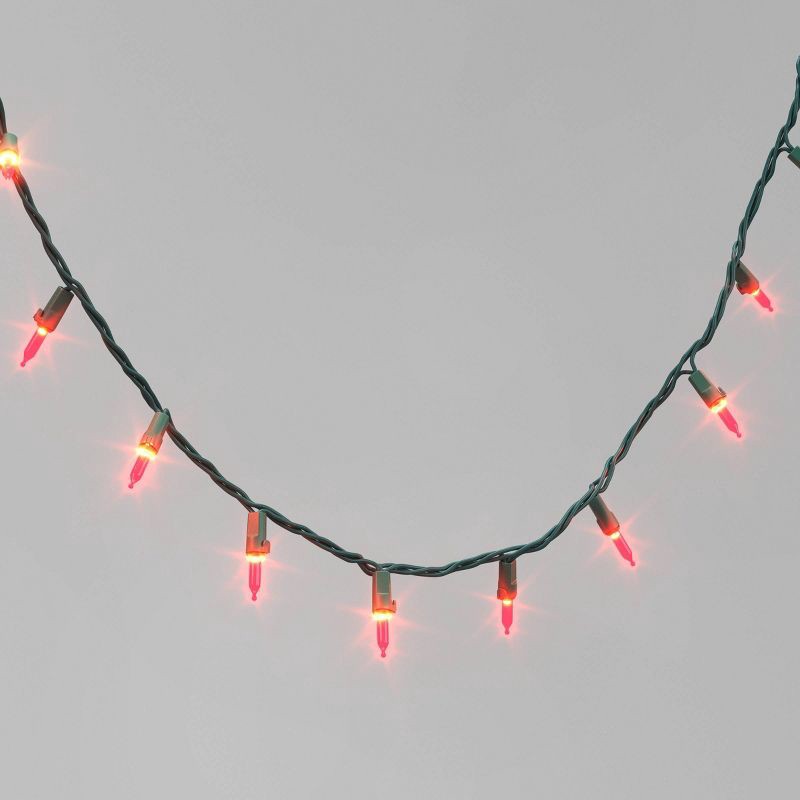 slide 1 of 5, 100ct LED Indoor Outdoor Smooth Mini Christmas String Lights Red with Green Wire - Wondershop™, 100 ct